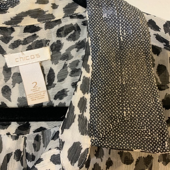 Chicos. Long sleeve. Sheer. Sparkles on collar. Size 2 - 10ish - Picture 1 of 4
